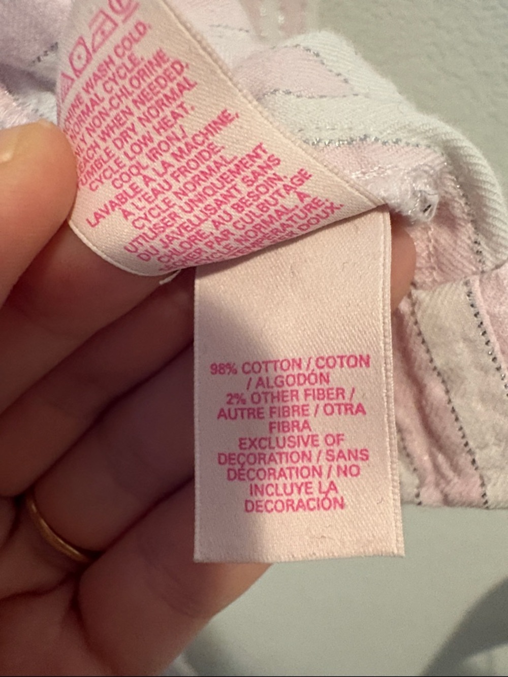 Victoria's Secret Pink & White Striped pajama Set with Silver Accents L - Picture 3 of 7